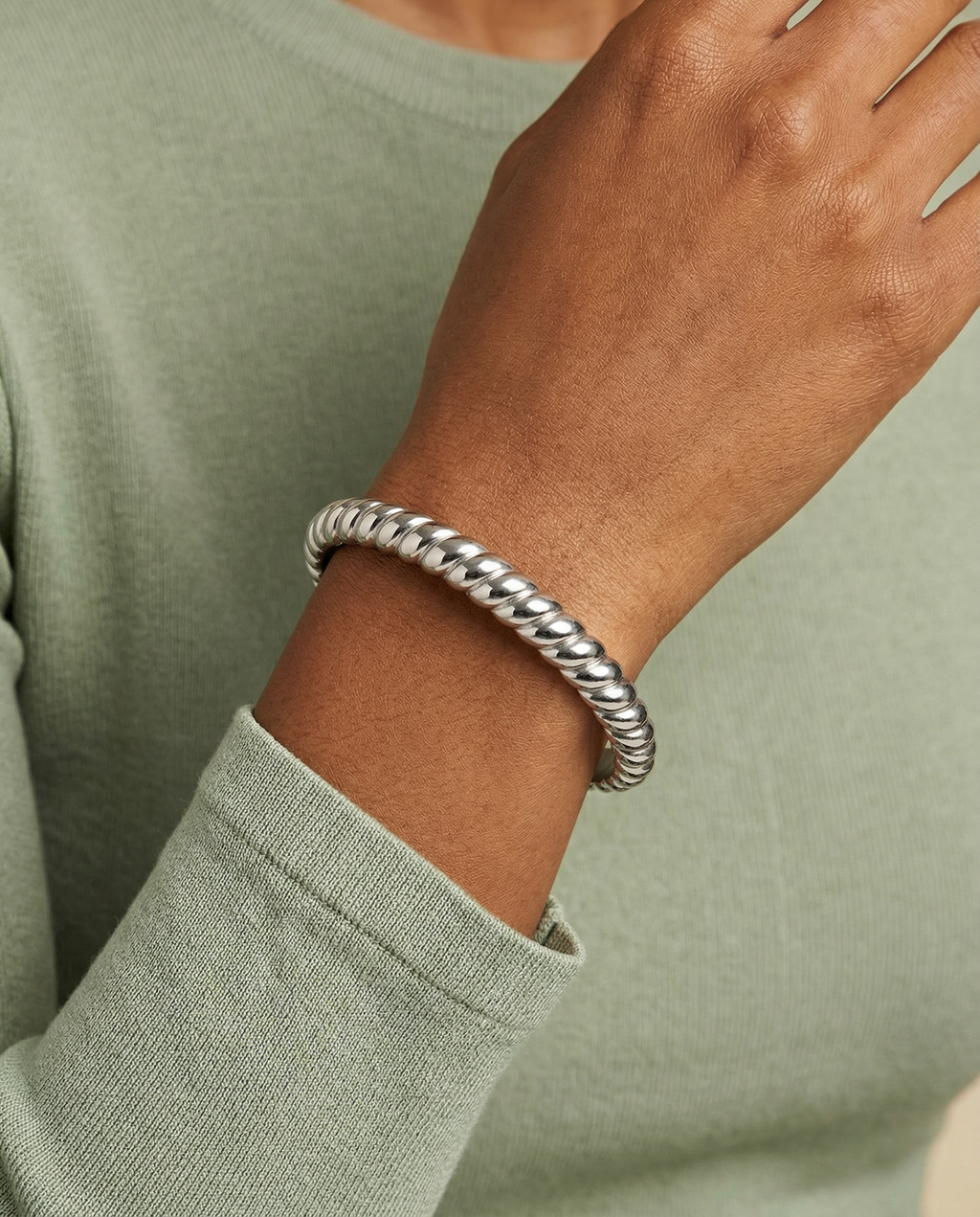 Stainless Steel Rope Textured Bangle