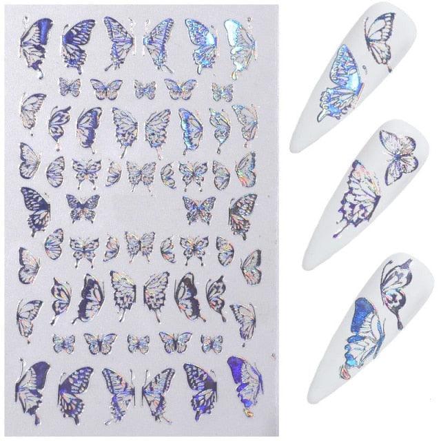 All 3D Laser Holographic Nail Stickers for nails Manicure Nail Art decals stickers Decor Foil Tips Nail Sticker Decals Metallic Curve Decorations Decal Self-Adhesive 3D Wave Design Decoration for Women Girls Tape Nail Art Stickers Decal Decoration