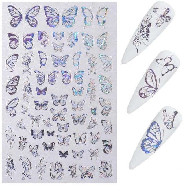 All 3D Laser Holographic Nail Stickers for nails Manicure Nail Art decals stickers Decor Foil Tips Nail Sticker Decals Metallic Curve Decorations Decal Self-Adhesive 3D Wave Design Decoration for Women Girls Tape Nail Art Stickers Decal Decoration