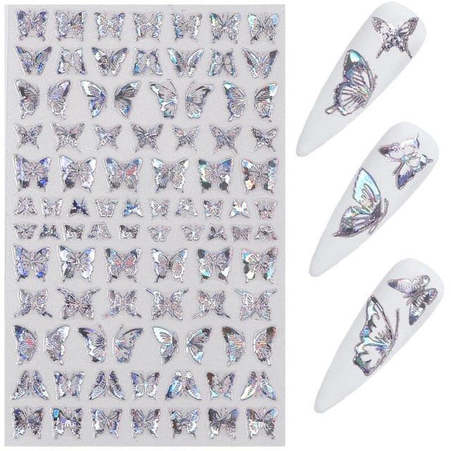 All 3D Laser Holographic Nail Stickers for nails Manicure Nail Art decals stickers Decor Foil Tips Nail Sticker Decals Metallic Curve Decorations Decal Self-Adhesive 3D Wave Design Decoration for Women Girls Tape Nail Art Stickers Decal Decoration