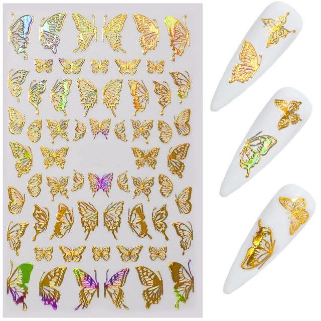 All 3D Laser Holographic Nail Stickers for nails Manicure Nail Art decals stickers Decor Foil Tips Nail Sticker Decals Metallic Curve Decorations Decal Self-Adhesive 3D Wave Design Decoration for Women Girls Tape Nail Art Stickers Decal Decoration