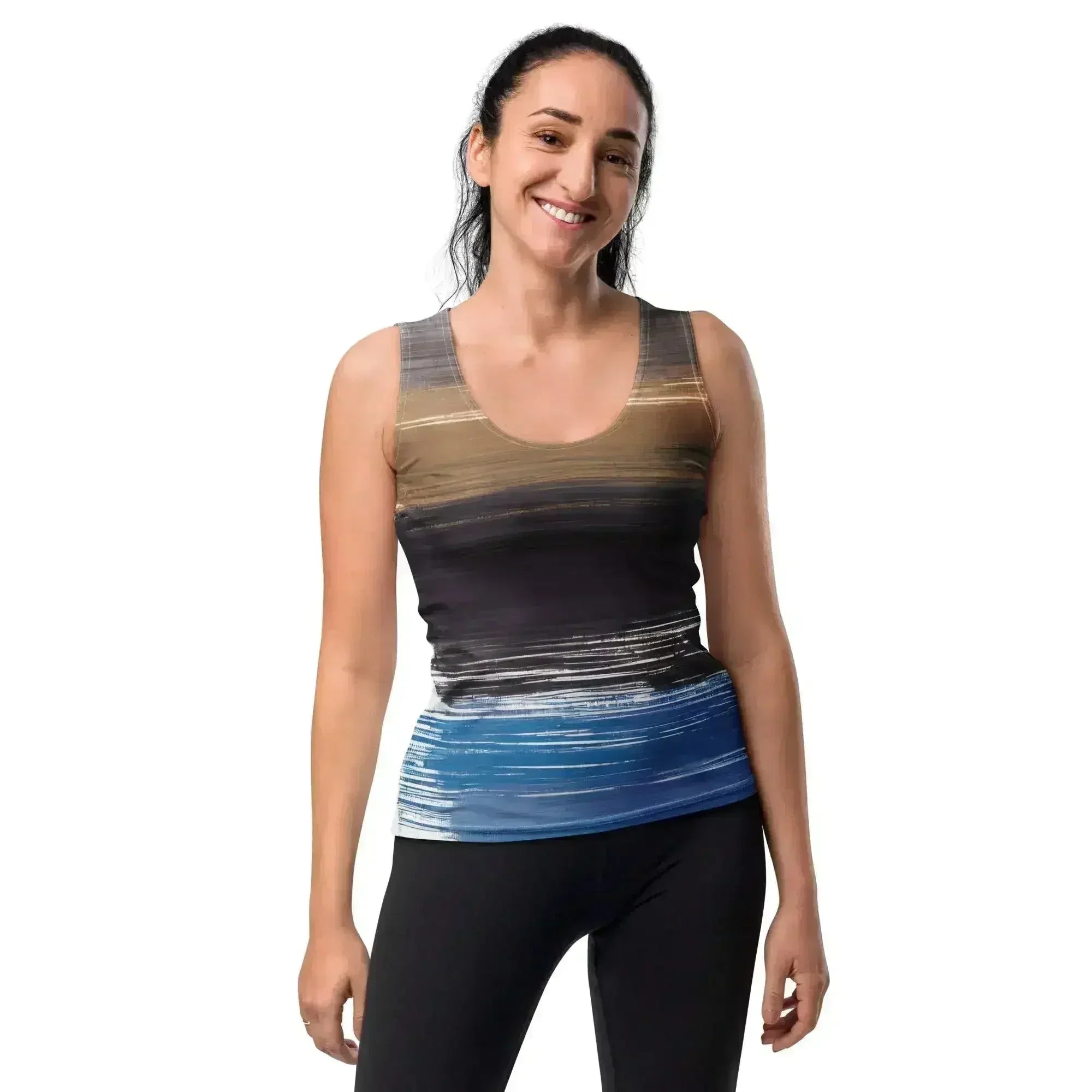 Womens Stretch Fit Tank Top - Rustic Purple Brown Design