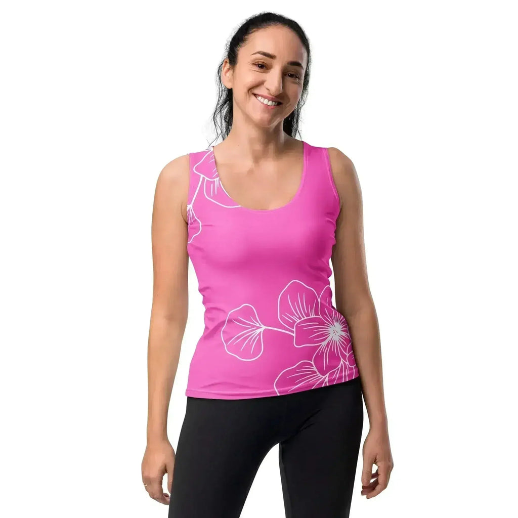 Womens Stretch Fit Tank Top - Pink Floral