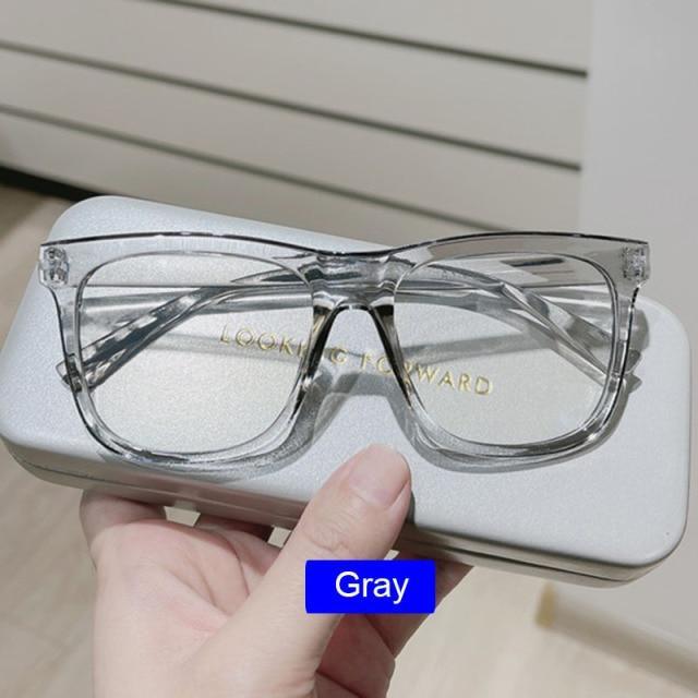 Anti Blue Light Glasses Frame Ladies Vintage Big Frame Myopia Eyeglasses Female Oversized Mirror Frames Blue Light Blocking Reading Glasses Spring Hinge Computer Readers For Women