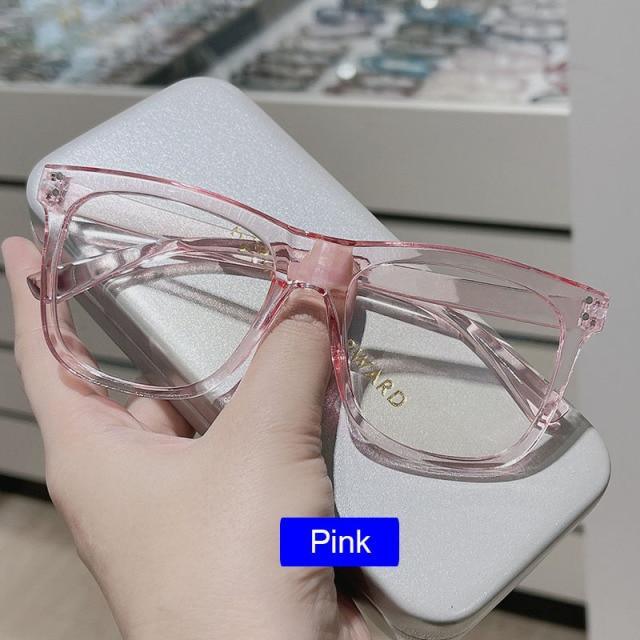 Anti Blue Light Glasses Frame Ladies Vintage Big Frame Myopia Eyeglasses Female Oversized Mirror Frames Blue Light Blocking Reading Glasses Spring Hinge Computer Readers For Women