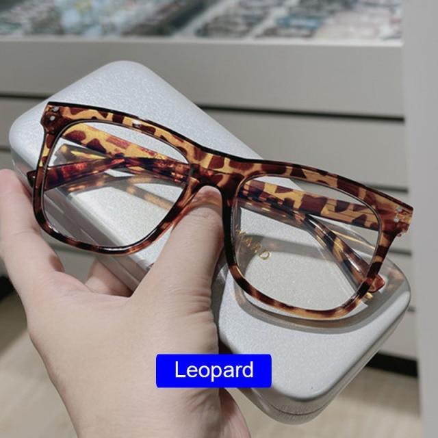 Anti Blue Light Glasses Frame Ladies Vintage Big Frame Myopia Eyeglasses Female Oversized Mirror Frames Blue Light Blocking Reading Glasses Spring Hinge Computer Readers For Women