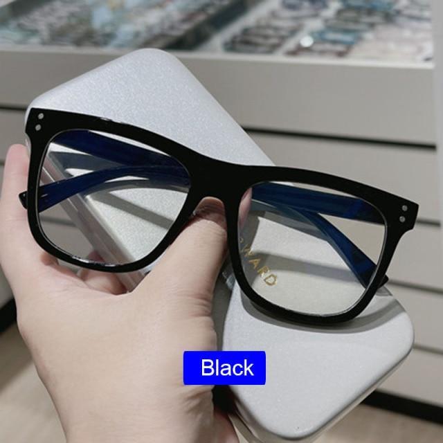 Anti Blue Light Glasses Frame Ladies Vintage Big Frame Myopia Eyeglasses Female Oversized Mirror Frames Blue Light Blocking Reading Glasses Spring Hinge Computer Readers For Women
