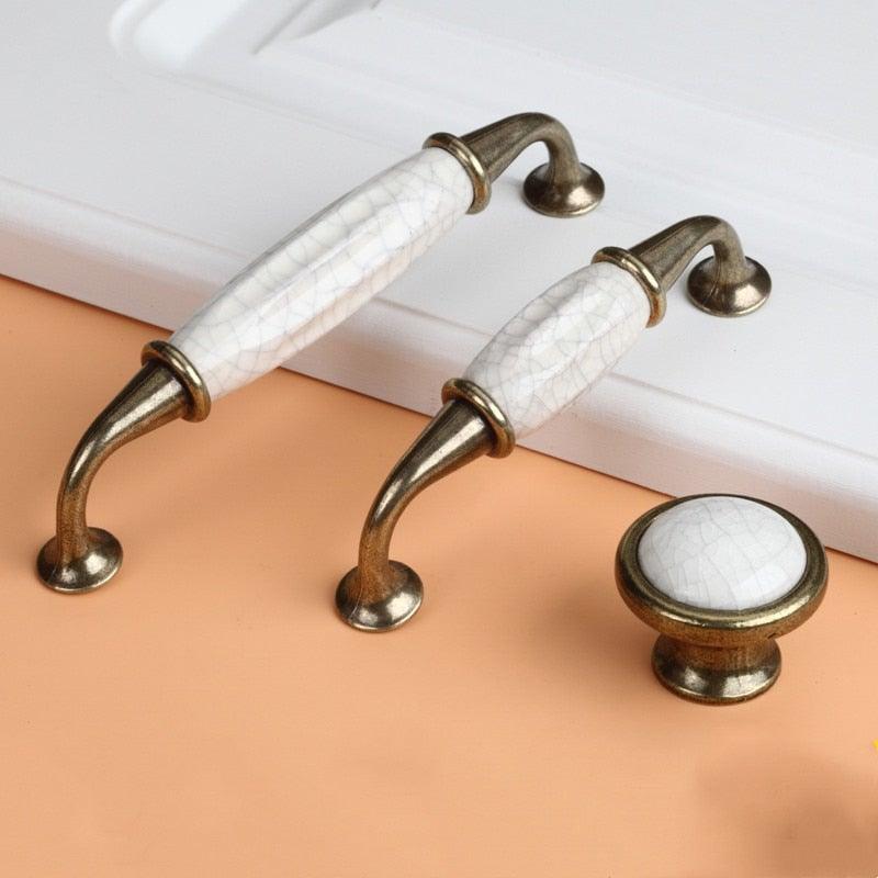 Antique Design Wardrobe Door Knobs Handles Marble Ceramic Cabinet Drawer Knobs European Style Furniture Hardware Vintage Cabinet Drawer Knobs Handles Pull For Cabinet Door Dresser Cupboard Closet Drawer Furniture