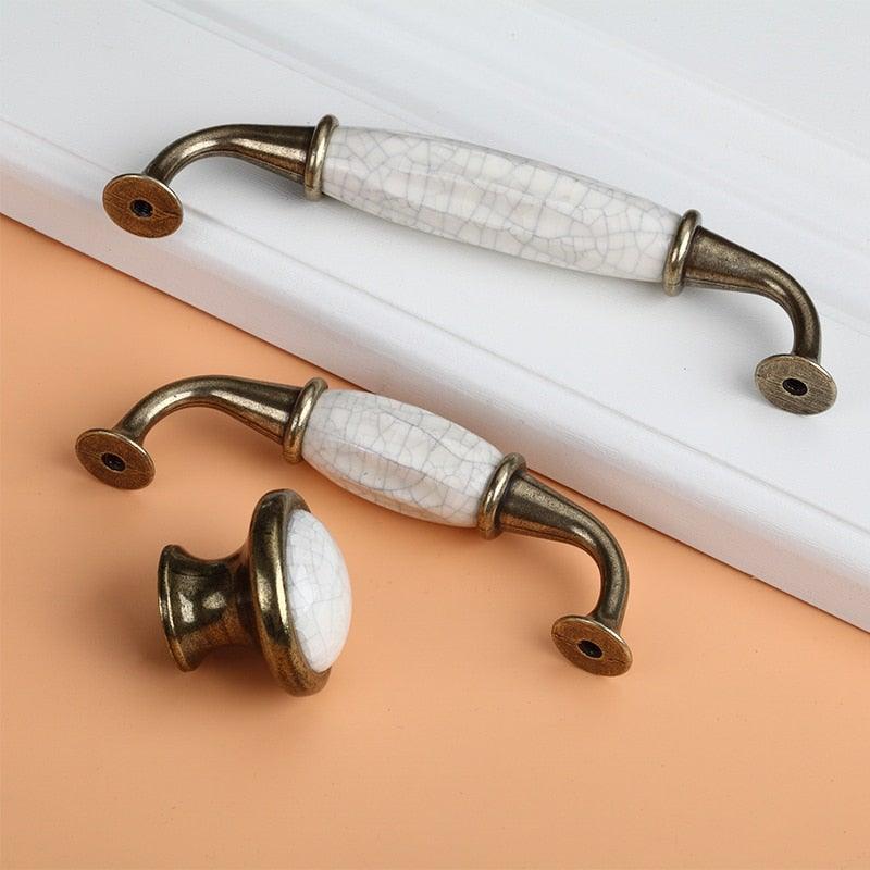 Antique Design Wardrobe Door Knobs Handles Marble Ceramic Cabinet Drawer Knobs European Style Furniture Hardware Vintage Cabinet Drawer Knobs Handles Pull For Cabinet Door Dresser Cupboard Closet Drawer Furniture