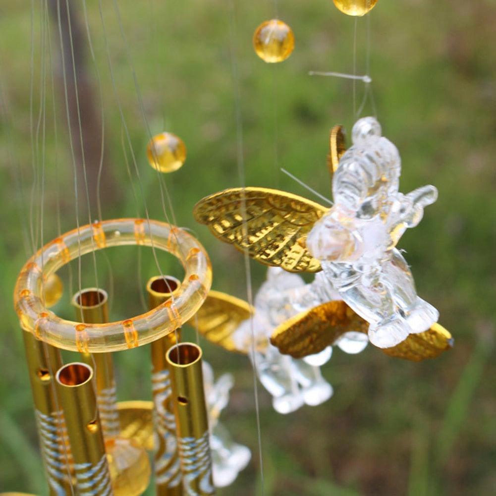 Antique Resonant 5 Tubes Love Angel Wind Chime Bells Hanging Living Bed Home Decor Gift Car Praying Hanging Garden Decoration Decor Wind Chime Outdoor Yard Garden Deco Wind Chimes