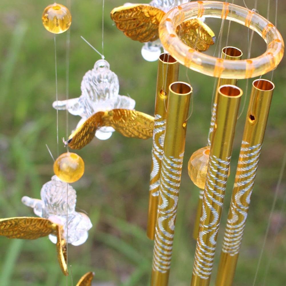 Antique Resonant 5 Tubes Love Angel Wind Chime Bells Hanging Living Bed Home Decor Gift Car Praying Hanging Garden Decoration Decor Wind Chime Outdoor Yard Garden Deco Wind Chimes