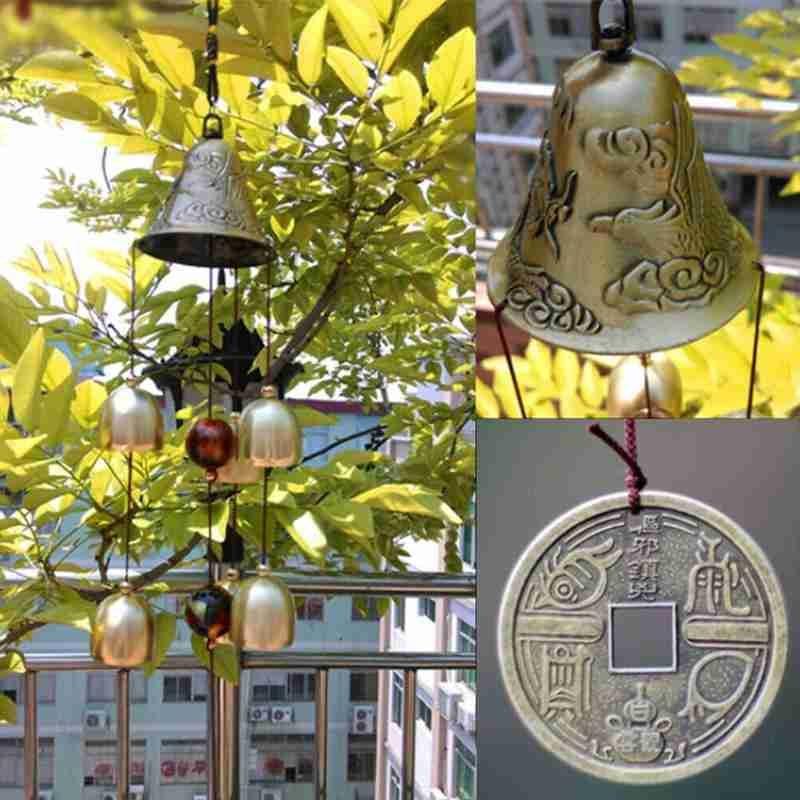 Antique Wind Chime Copper Garden Outdoors Corridor Decor Vintage Metal Wind Chime Bells Lucky Bell Hanging Ornament for Home Outdoor Indoor Decor Garden Hanging Good Luck Blessing Metal Bell Wind Outdoor Wind Chimes