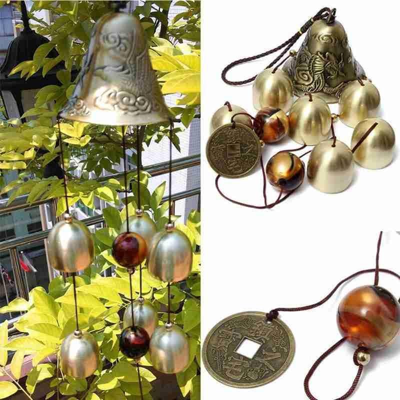 Antique Wind Chime Copper Garden Outdoors Corridor Decor Vintage Metal Wind Chime Bells Lucky Bell Hanging Ornament for Home Outdoor Indoor Decor Garden Hanging Good Luck Blessing Metal Bell Wind Outdoor Wind Chimes