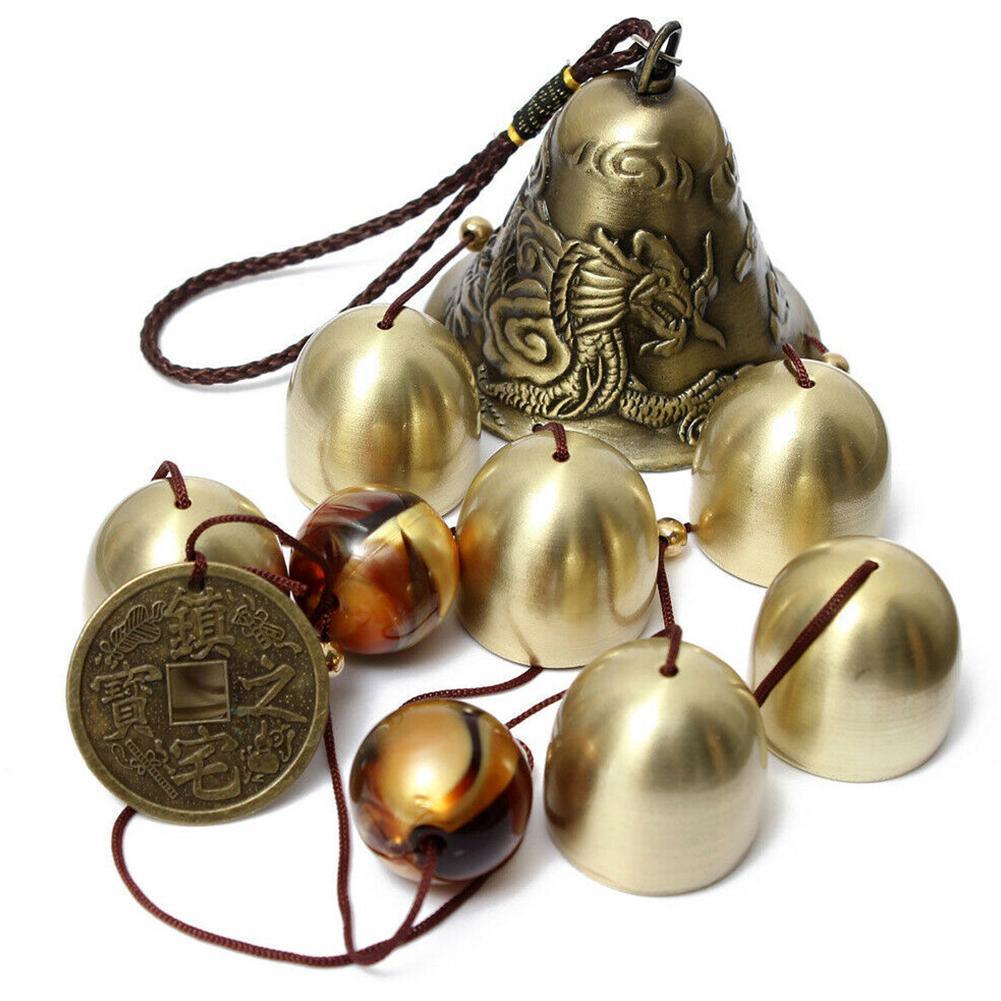 Antique Wind Chime Copper Garden Outdoors Corridor Decor Vintage Metal Wind Chime Bells Lucky Bell Hanging Ornament for Home Outdoor Indoor Decor Garden Hanging Good Luck Blessing Metal Bell Wind Outdoor Wind Chimes
