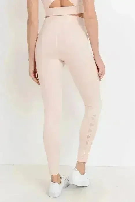 Highwaist Hybrid Mesh & Lattice Straps Full Pocket Leggings
