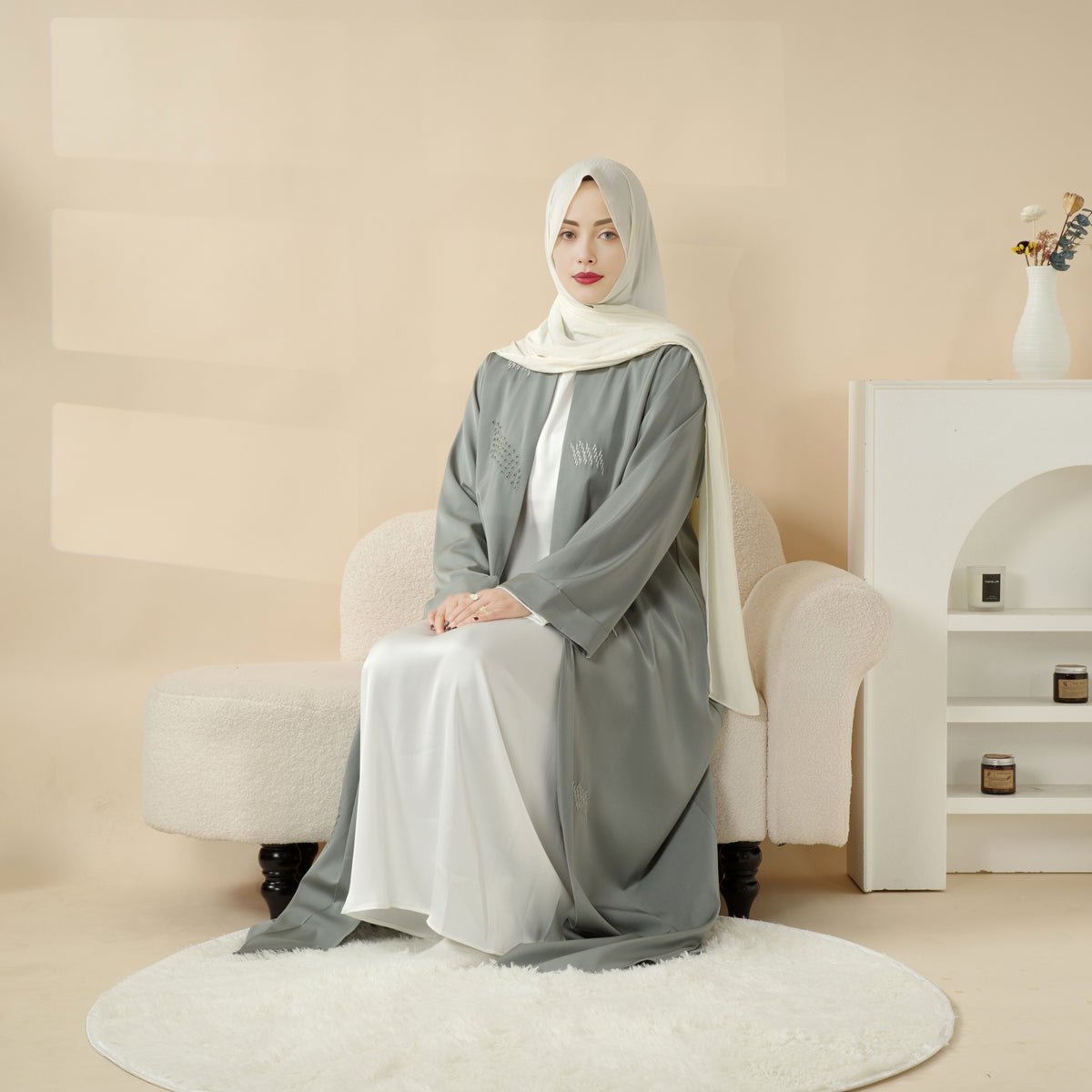 Archive Piece 3D Embroidery Abaya With Geometric Beads - MP004 (Size M Only)