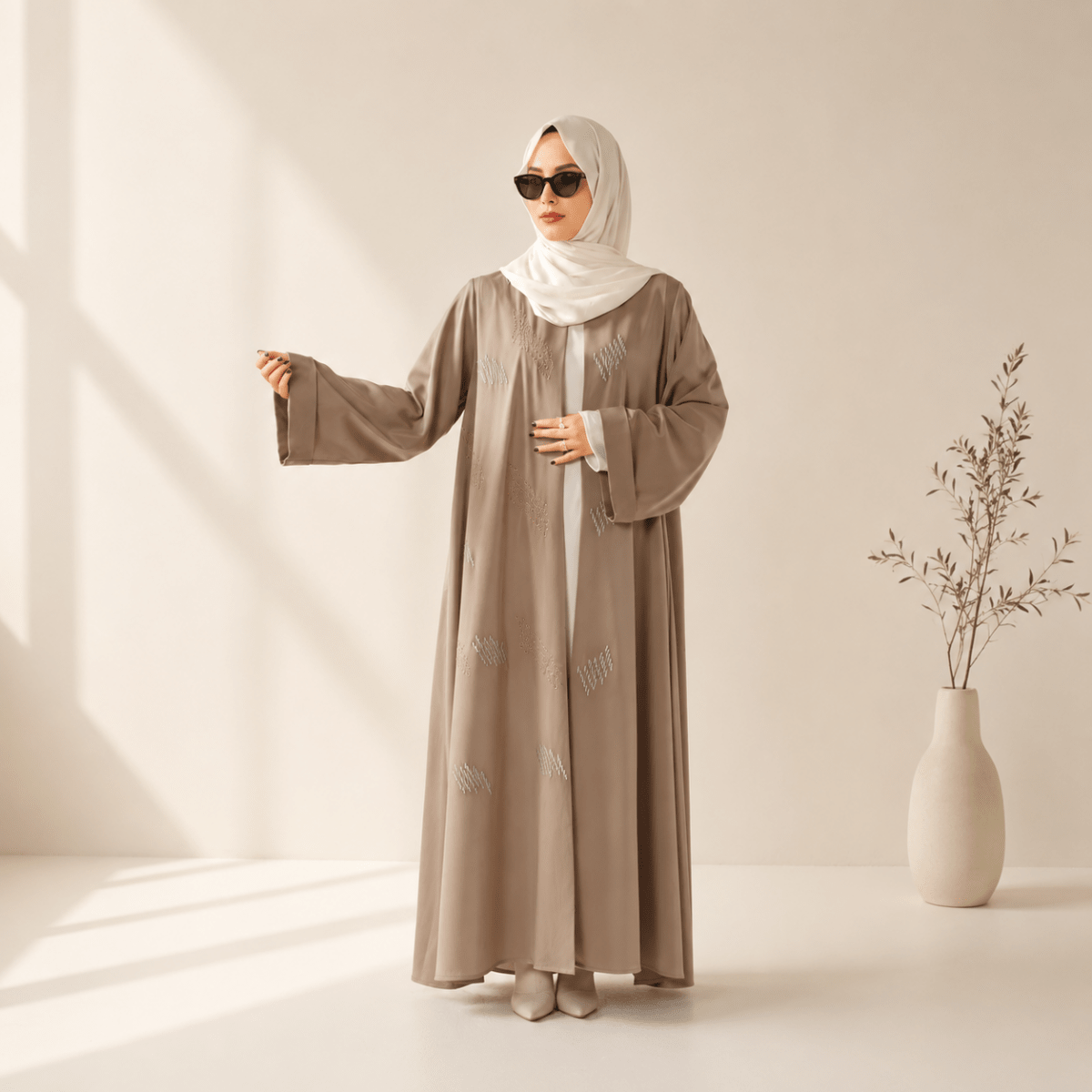 Archive Piece 3D Embroidery Abaya With Geometric Beads - MP004 (Size M Only)