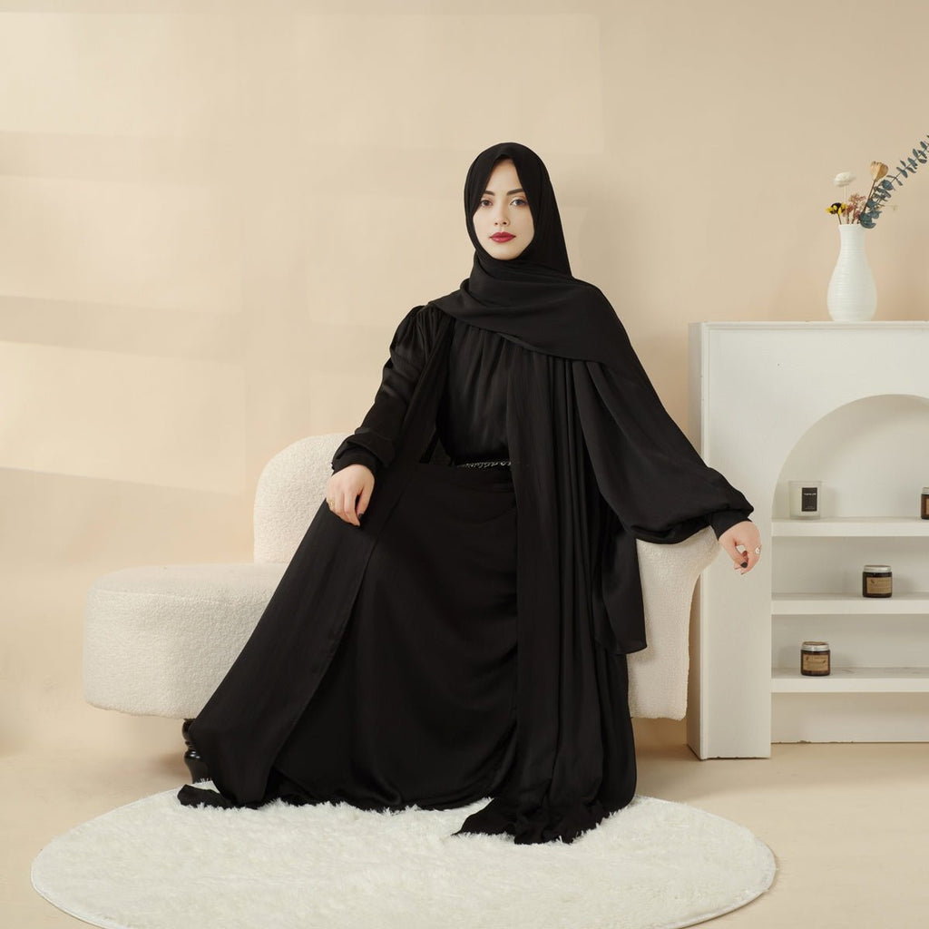 Archive Piece Crinkle Crepe Abaya 3-Piece Set - MP025 (Size M Only)