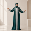 Archive Piece Floral Embroidered Colour-Block Open Abaya - MP054 (Size L Only)