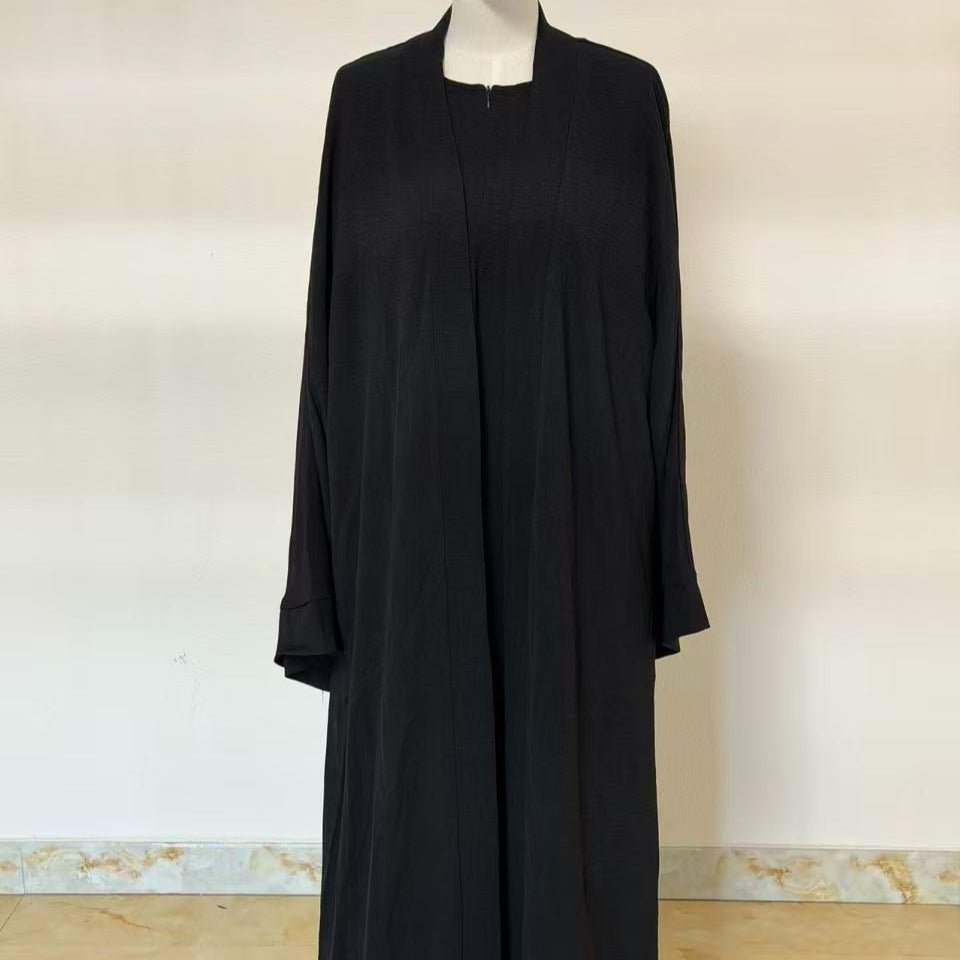 Archive Piece Ice Silk Crepe Open Abaya 2-Piece Set - MP014 (Size XXL Only)