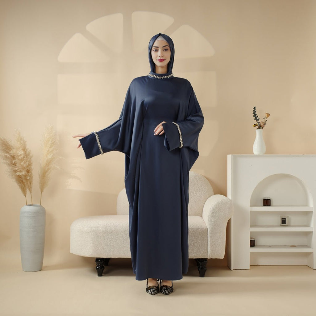 Archive Piece Kaftan Batwing Sleeve Luxury Satin Diamond Abaya 2-Piece Set - MP008 (Size S Only)