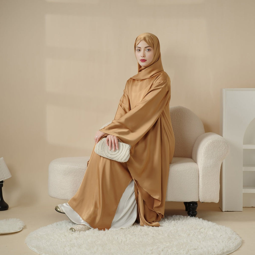 Archive Piece Luxury Satin Floaty Kaftan Abaya With Matching Hijab - MP007 (Size M Only)
