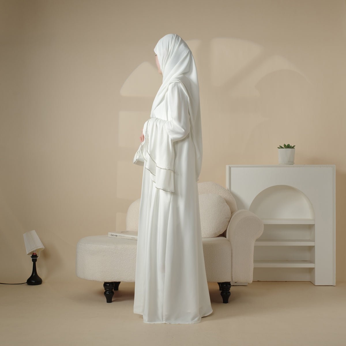 Archive Piece Pleated Crepe Open Abaya 3-Piece Set - MP023 (Size M Only)