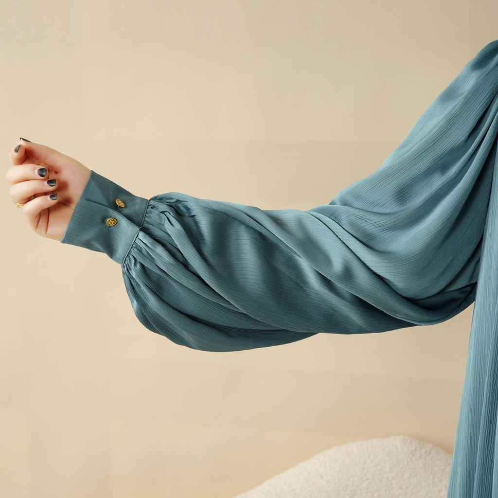 Archive Piece Pleated Shoulder Crinkle Open Abaya - MP047 (Size M Only)