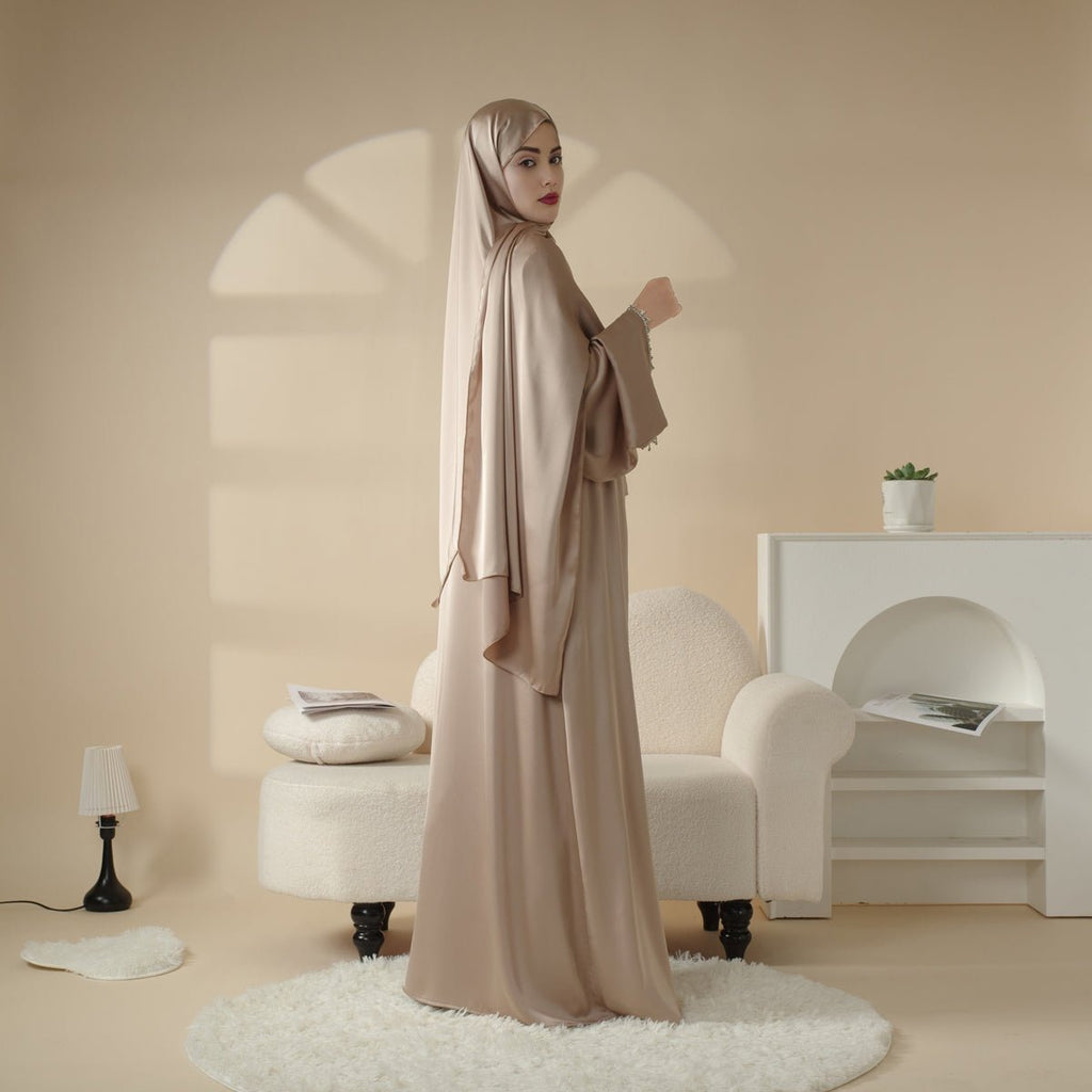 Archive Piece Satin Abaya With Matching Belt Made Of Diamond Tassel - MP003 (Size XXS/XS Only)