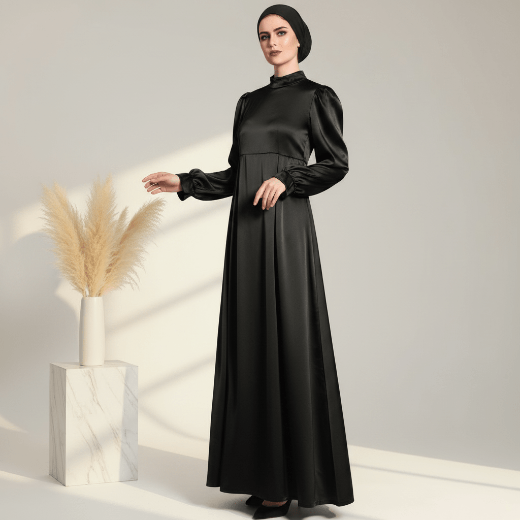 Archive Piece Satin Lantern Sleeve Maxi Dress - MP017 (Size S Only)