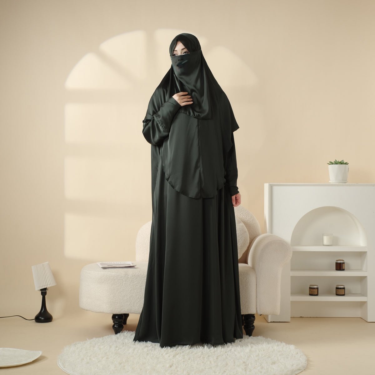Archive Piece Satin Prayer Abaya & Niqab Set - MP030 (Size M Only)