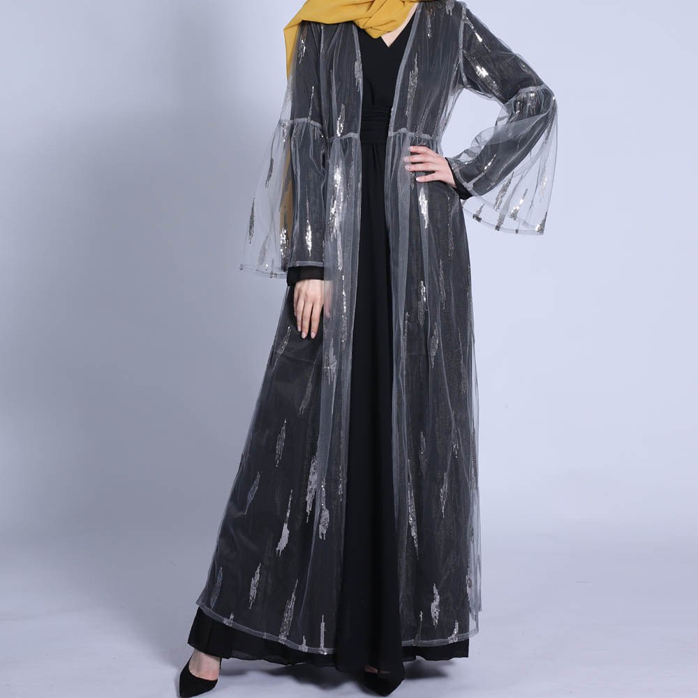 Archive Piece Sequin Mesh Open Abaya - MP029 (Size S Only)