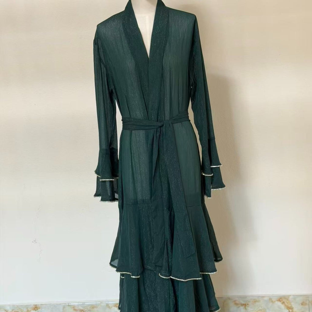 Archive Piece Shimmer Crepe Open Abaya & Belt Set - MP013 (Size M Only)