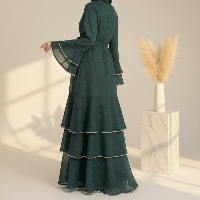 Archive Piece Shimmer Crepe Open Abaya & Belt Set - MP013 (Size M Only)