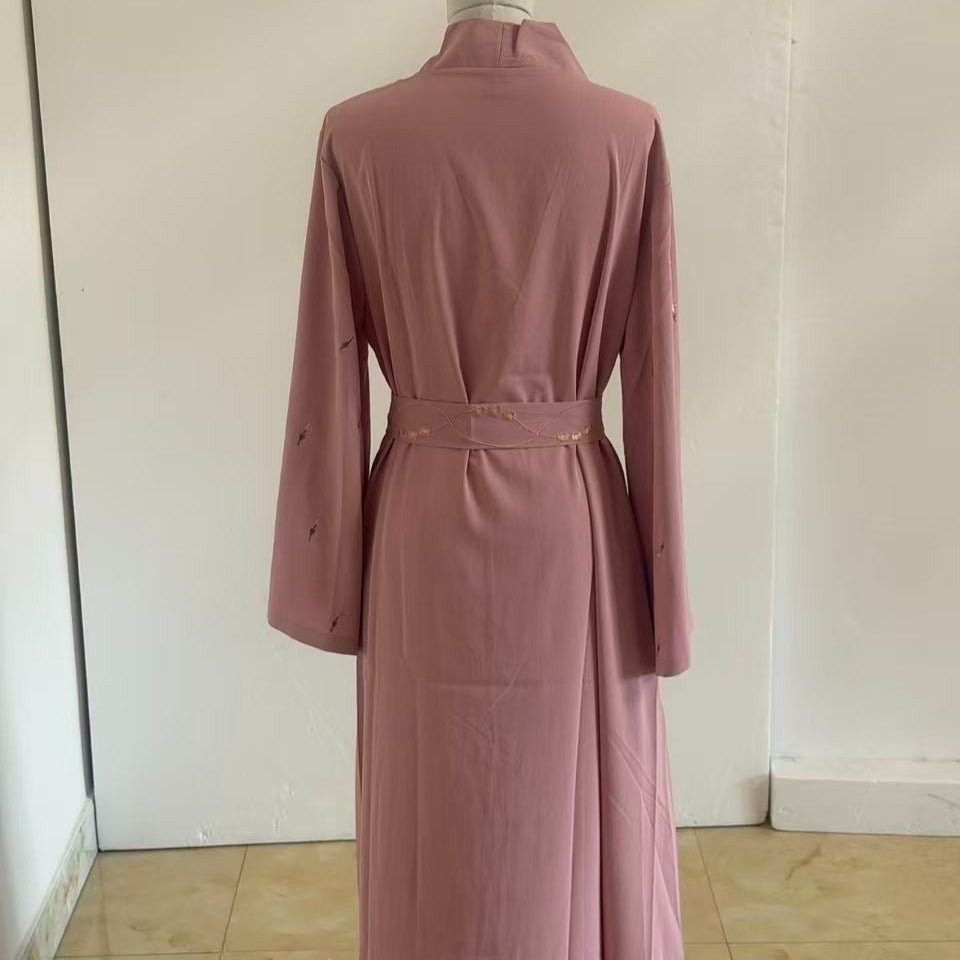 Archive Piece Tulip Embroidered Nida Abaya 4-Piece Set - MP024 (Size M Only)