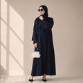 Archive Piece Tulip Embroidered Nida Open Abaya - MP022 (Size M Only)