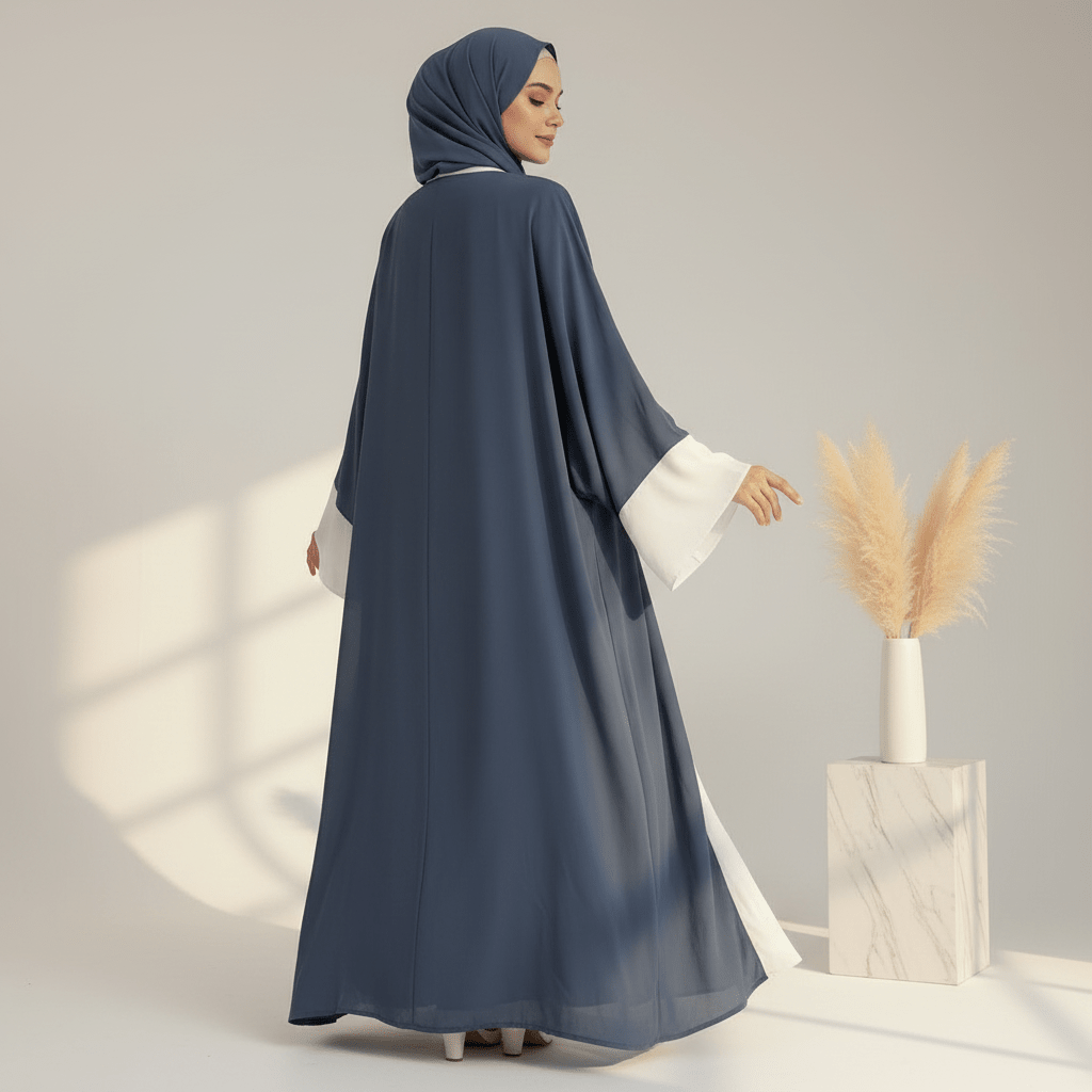 Archive Piece Two-Tone Chiffon Open Abaya - MP015 (Size M Only)