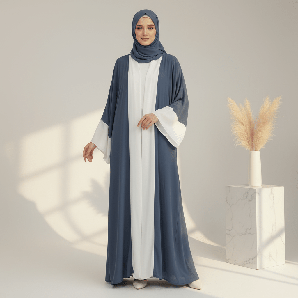 Archive Piece Two-Tone Chiffon Open Abaya - MP015 (Size M Only)
