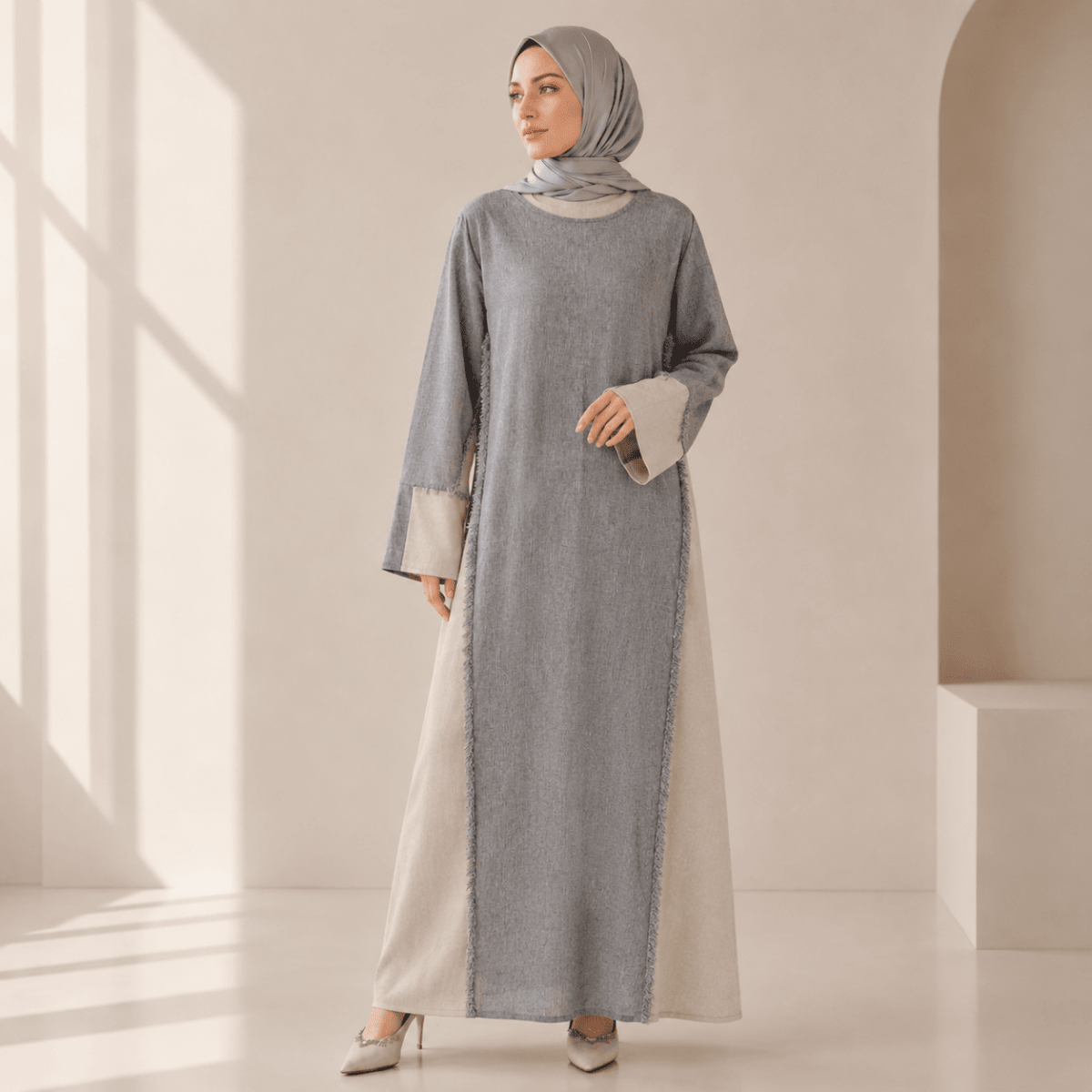 Archive Piece Two-Tone Frayed Patchwork Tunic - MP046 (Size M Only)