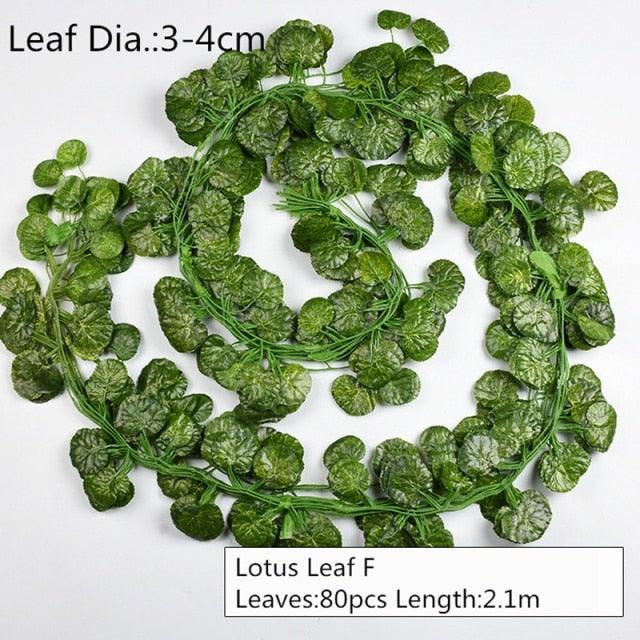 Artificial Decoration Vivid Vine Rattan Leaf Grass Grape Leaves Hanging For Wedding Home Kitchen Garden Party Decor Garland Fake Greenery Vine Leaves Hanging Green Foliage for Home Wedding Garden Wall Decoration