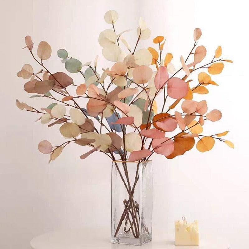 Artificial Eucalyptus Flower Plant Leaf Plastic Rod Long Branch Green Fake Plant Summer Autumn Home Bedroom Wall Decoration