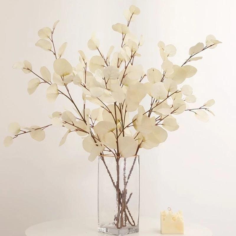 Artificial Eucalyptus Flower Plant Leaf Plastic Rod Long Branch Green Fake Plant Summer Autumn Home Bedroom Wall Decoration