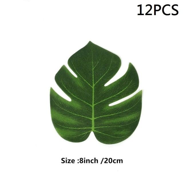 Artificial Tropical Palm Leaves For Hawaiian Luau Beach Birthday Jungle Party Wedding Home Table Decoration Accessories  Tropical Leaves with Stems Jungle Leaves Decorations for Hawaiian Luau Party Beach Baby Shower Wedding Birthday Decorations