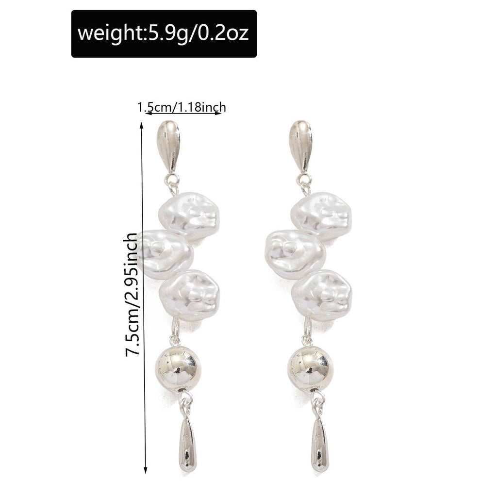 Artistic Asymmetric Pearl Drop Earrings (MAC325)