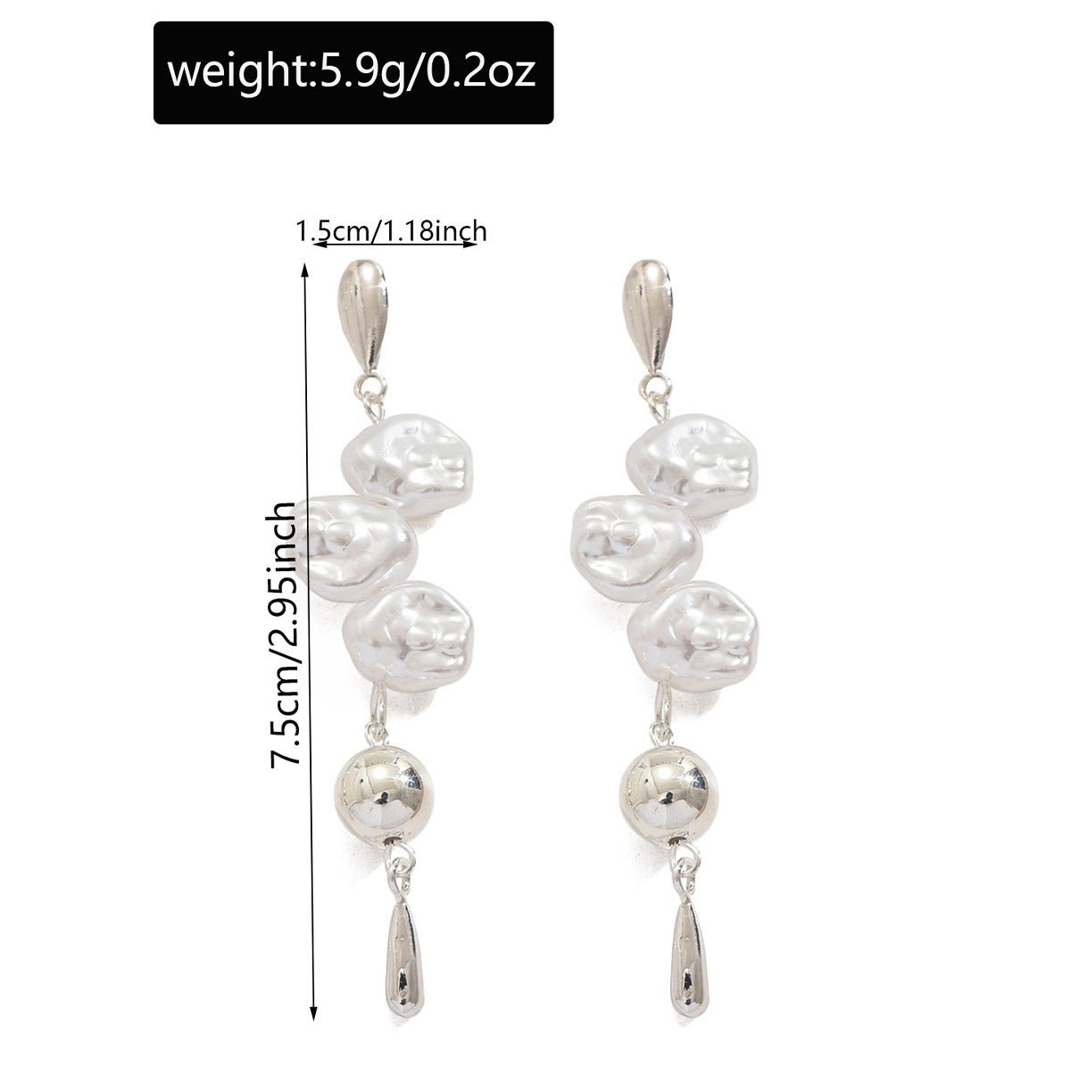 Artistic Asymmetric Pearl Drop Earrings (MAC325)