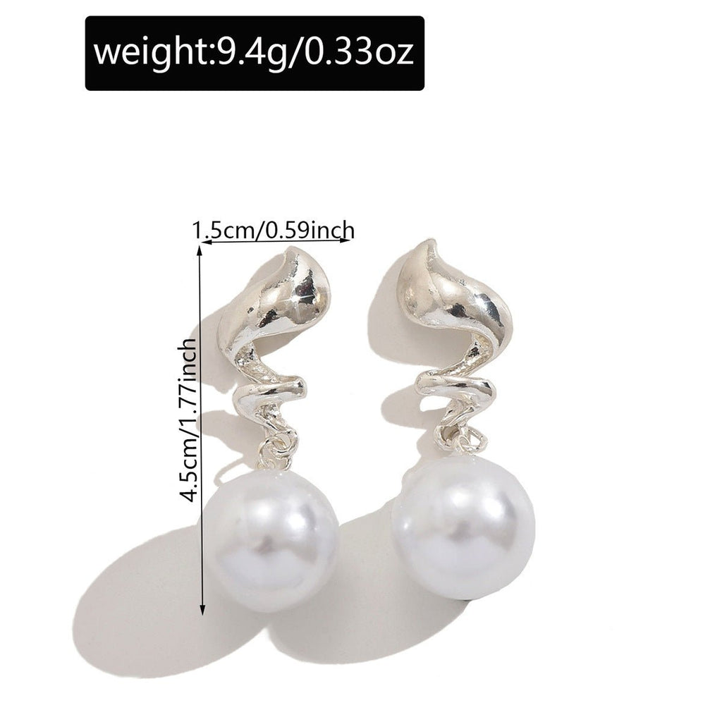 Artistic Asymmetric Pearl Drop Earrings (MAC325)
