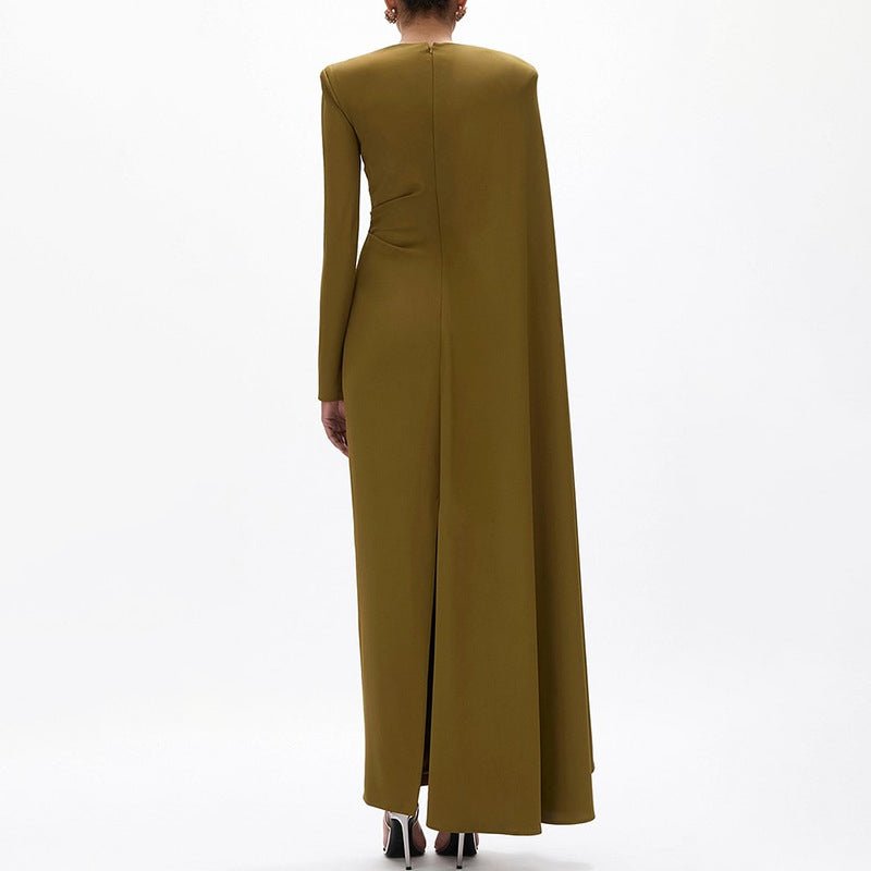 Asymmetric Cape Gown with Back Slit(MS216)