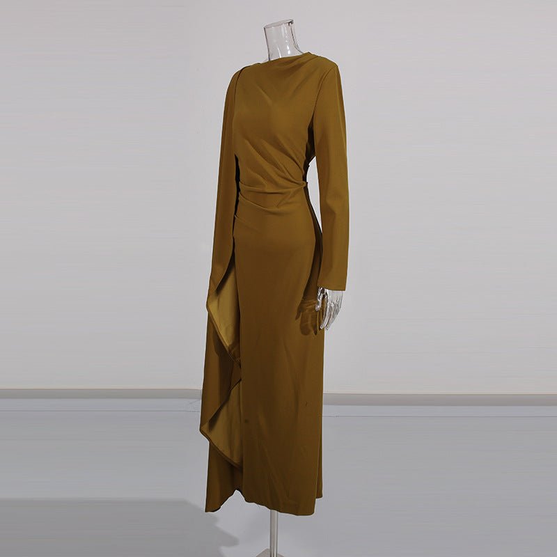 Asymmetric Cape Gown with Back Slit(MS216)