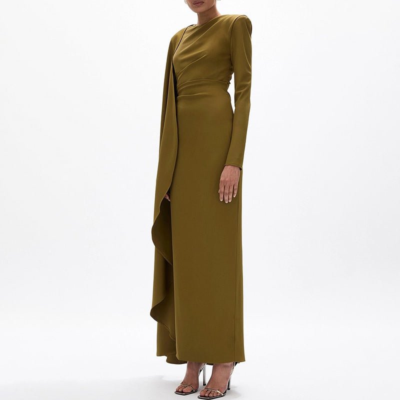 Asymmetric Cape Gown with Back Slit(MS216)