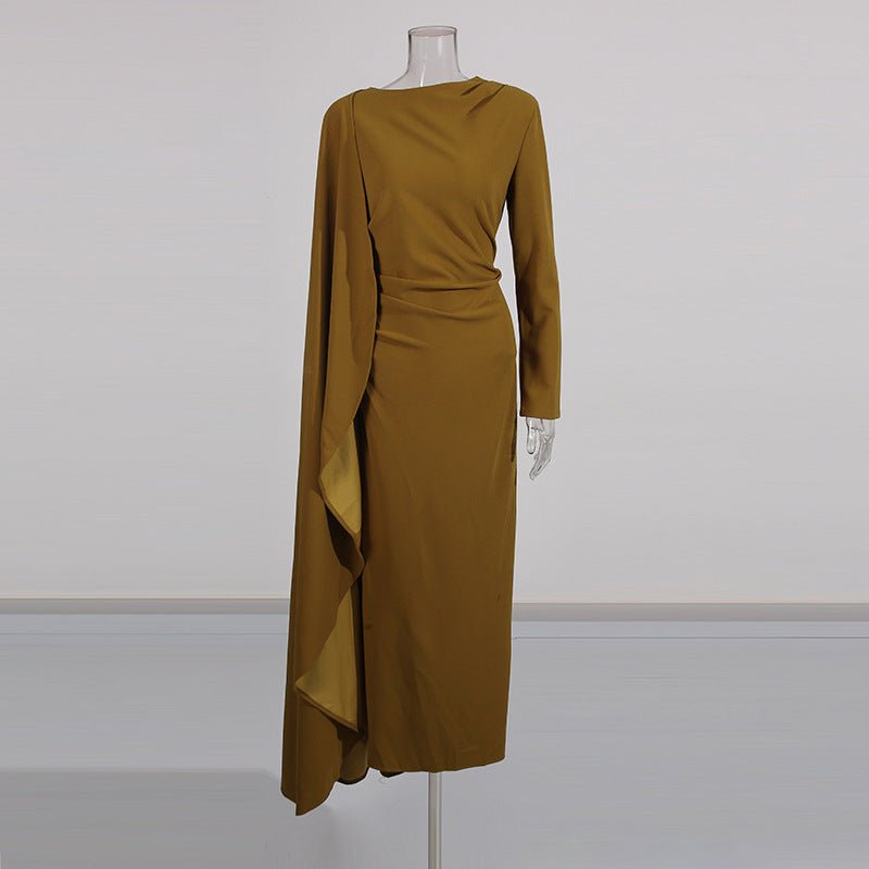 Asymmetric Cape Gown with Back Slit(MS216)